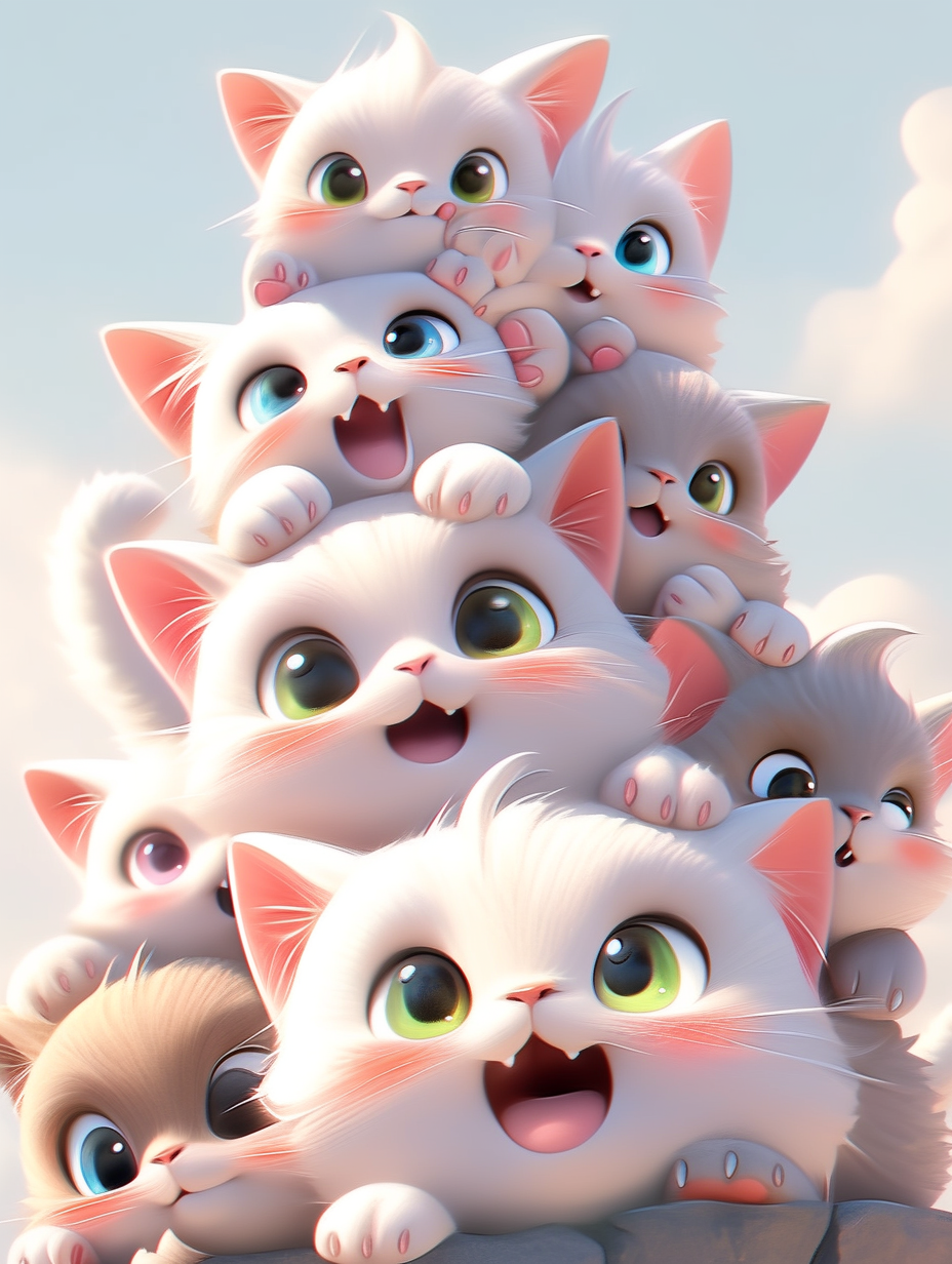 可爱猫咪叠叠乐头像壁纸背景图