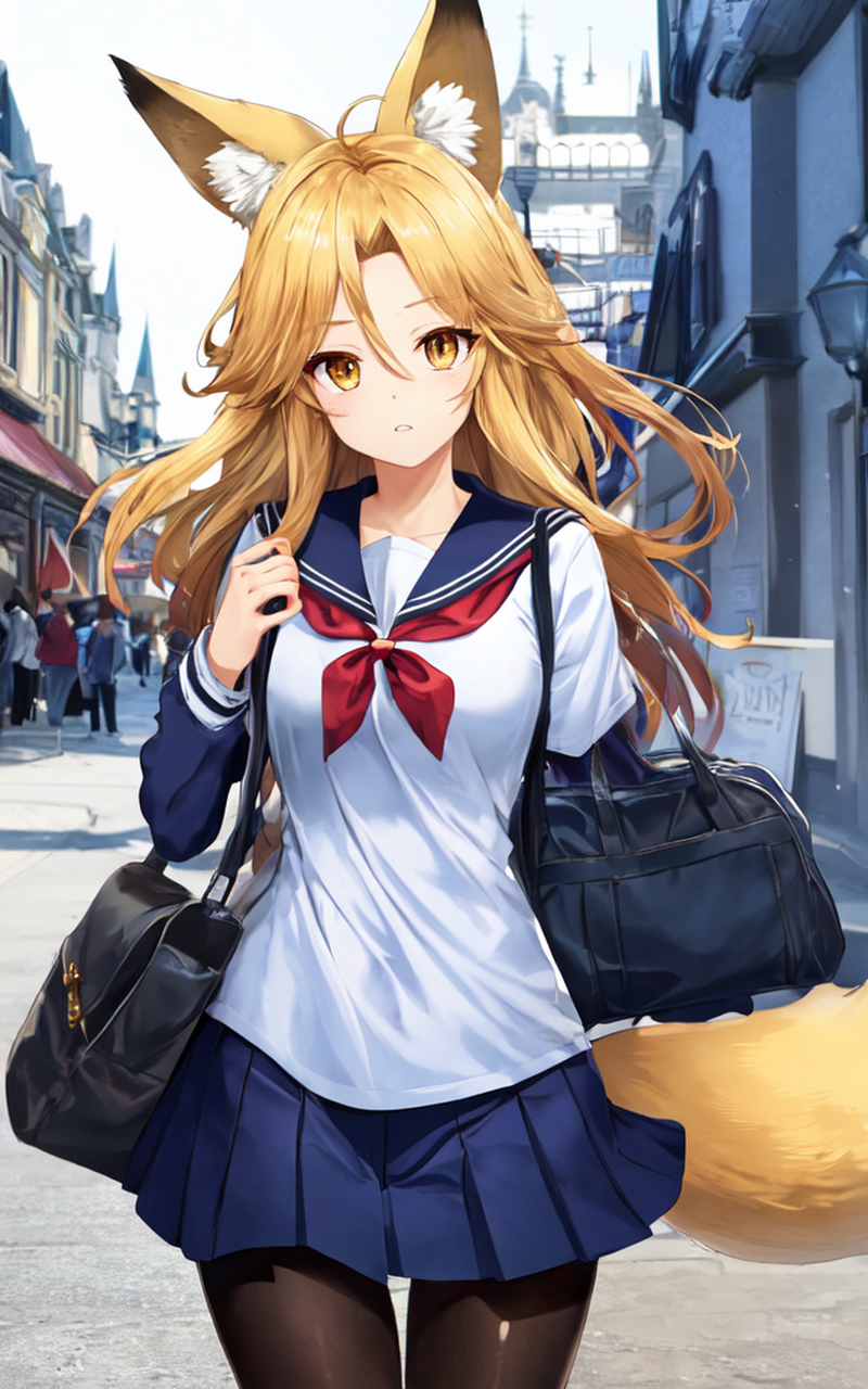 二次元#  霓虹的狐娘女高中生 画师:shiyaku