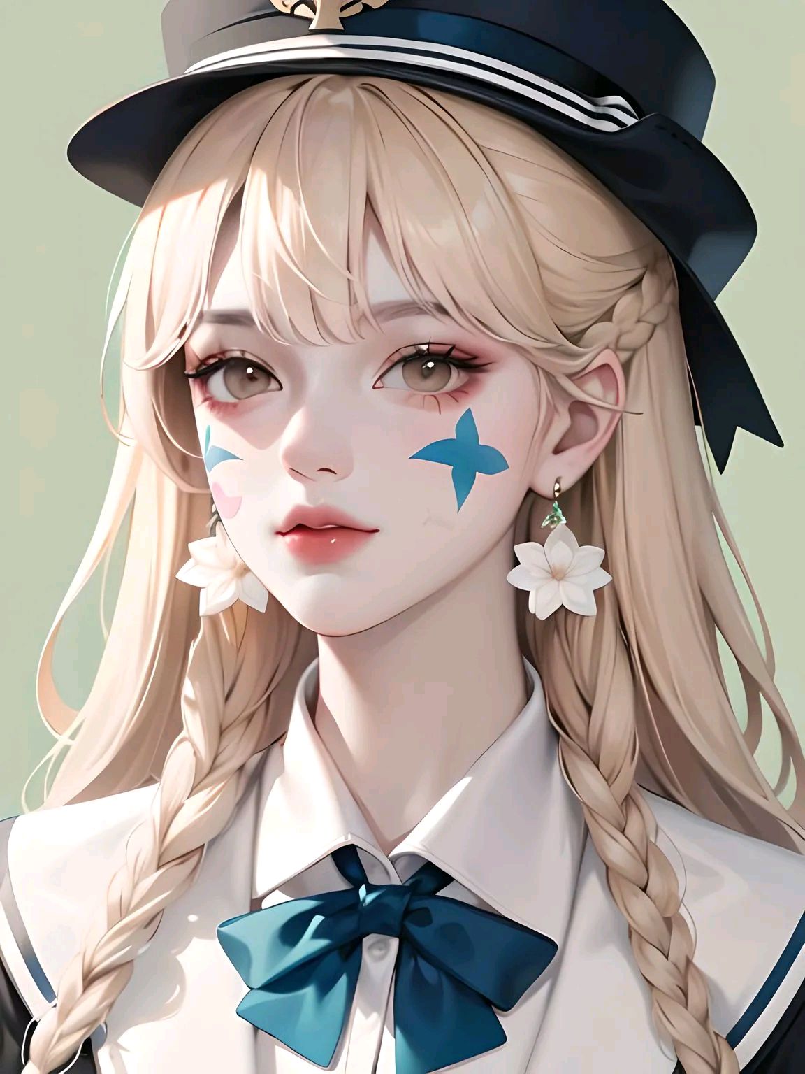 穿水手服戴帽子的女生