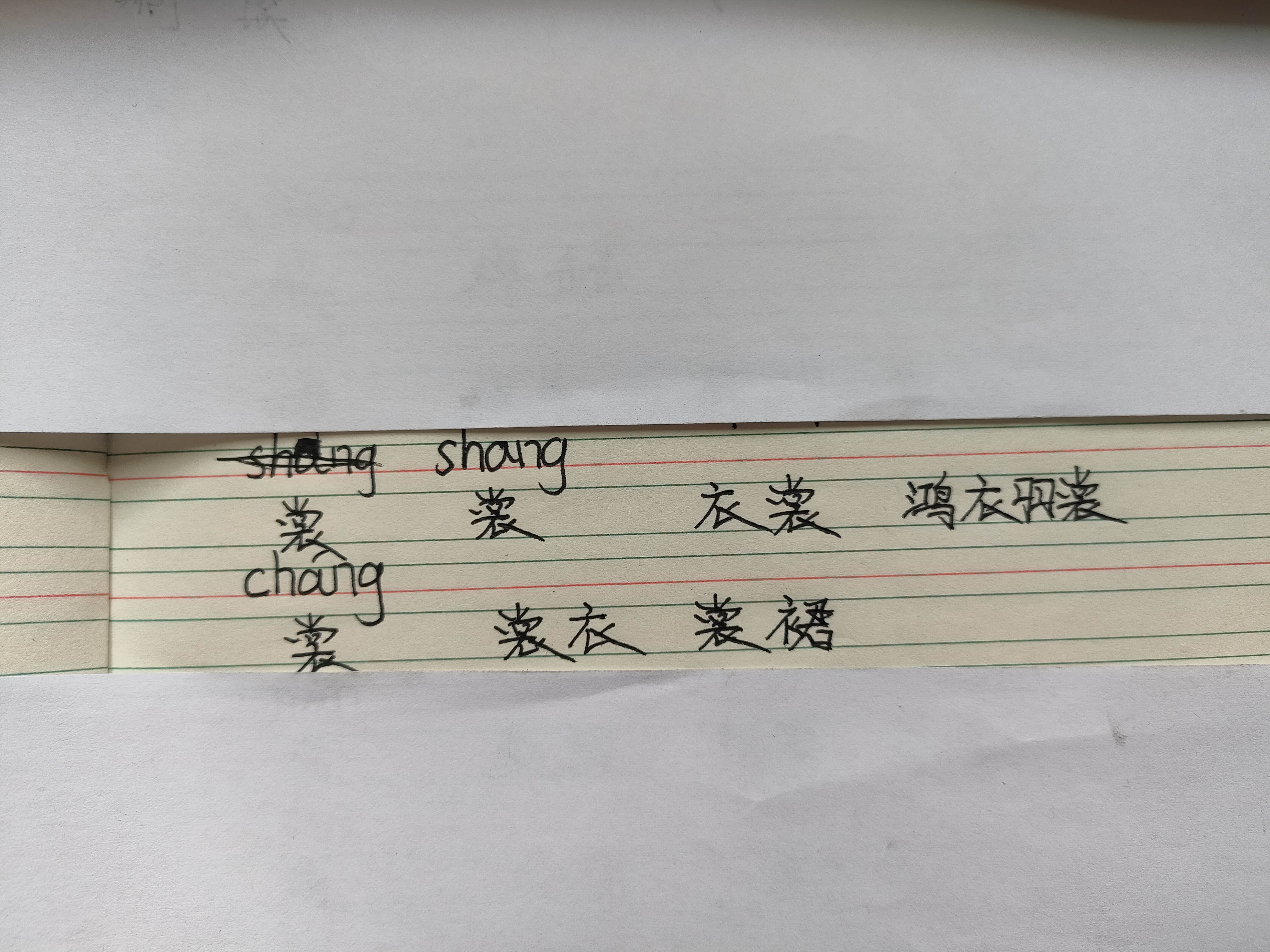 分享孩子的学习:多音字"裳"的发音和组词