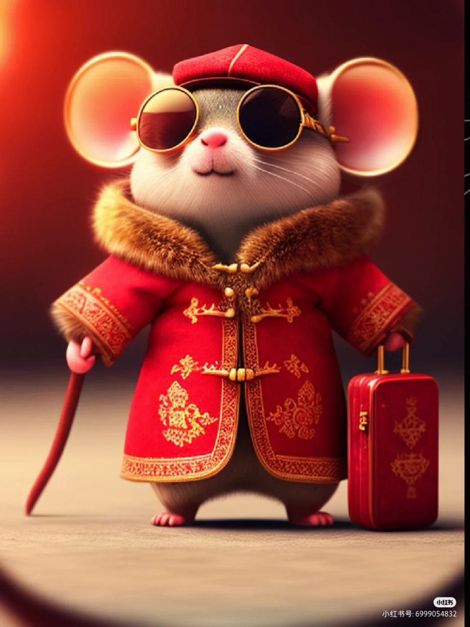 可爱老鼠 我的2022可爱的拟人化小老鼠从外地回家过年了,来年好运大