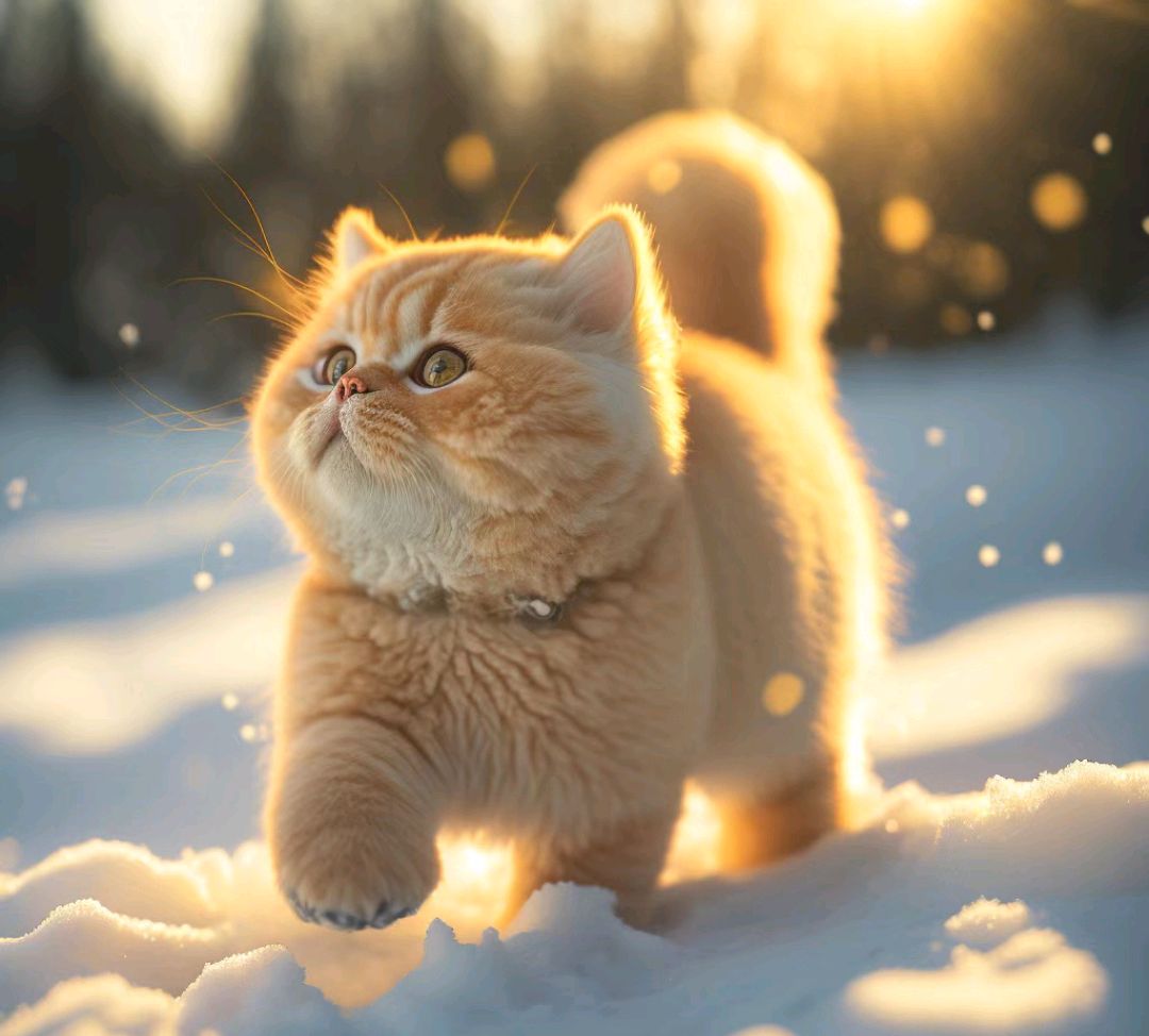 雪地里可爱的猫咪