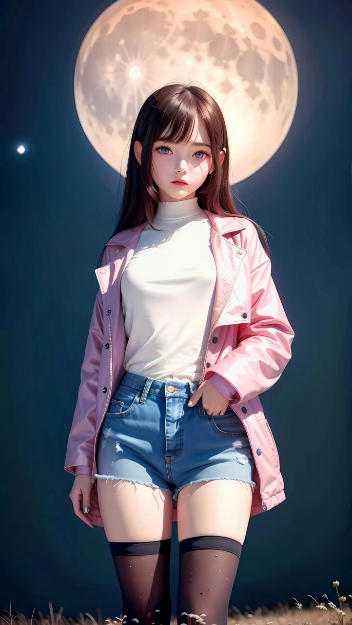 二次元美图# 牛仔短裤黑丝美少女