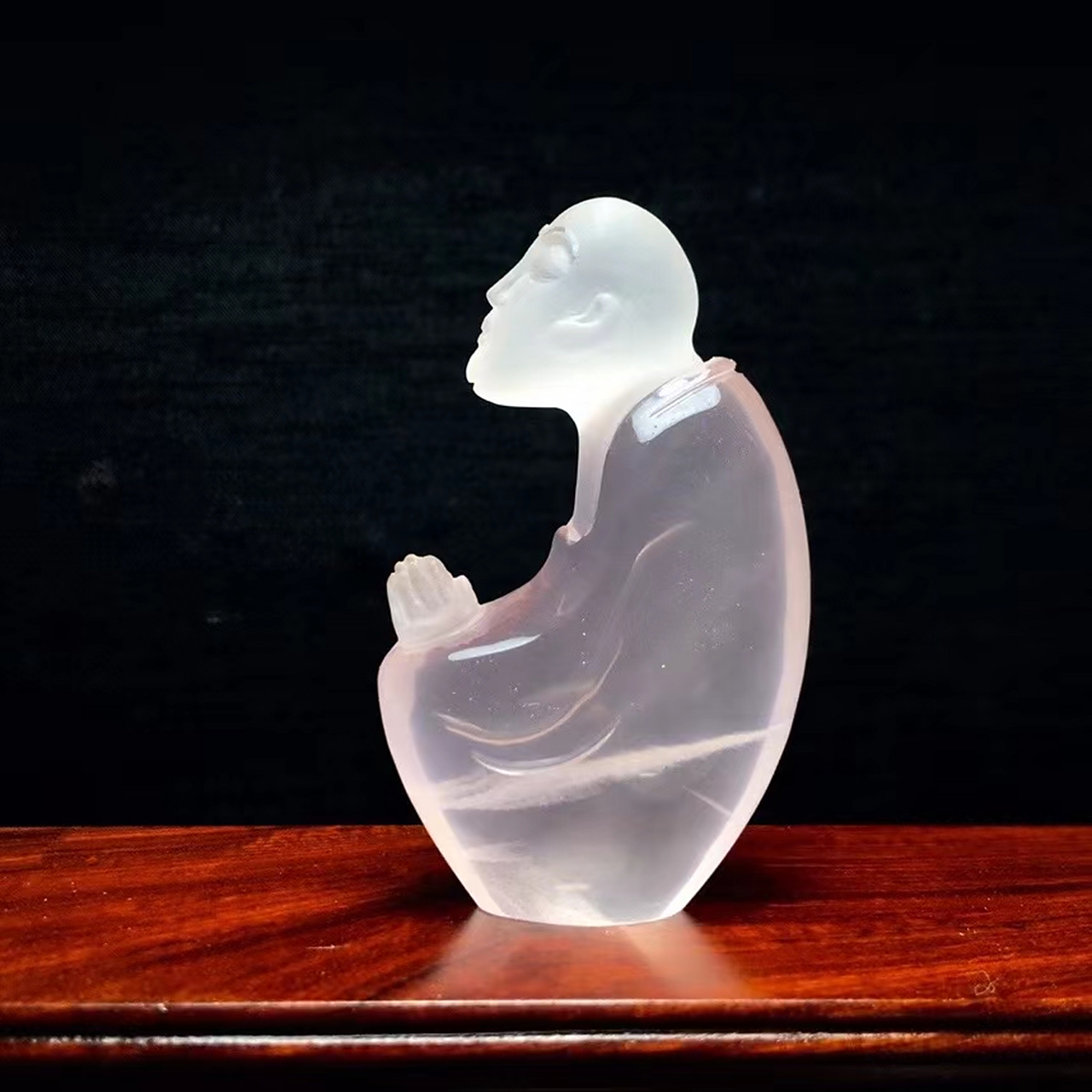 一花一世界,一莲一菩提,一心向佛 【粉水晶招财悟道佛摆件】大师工艺