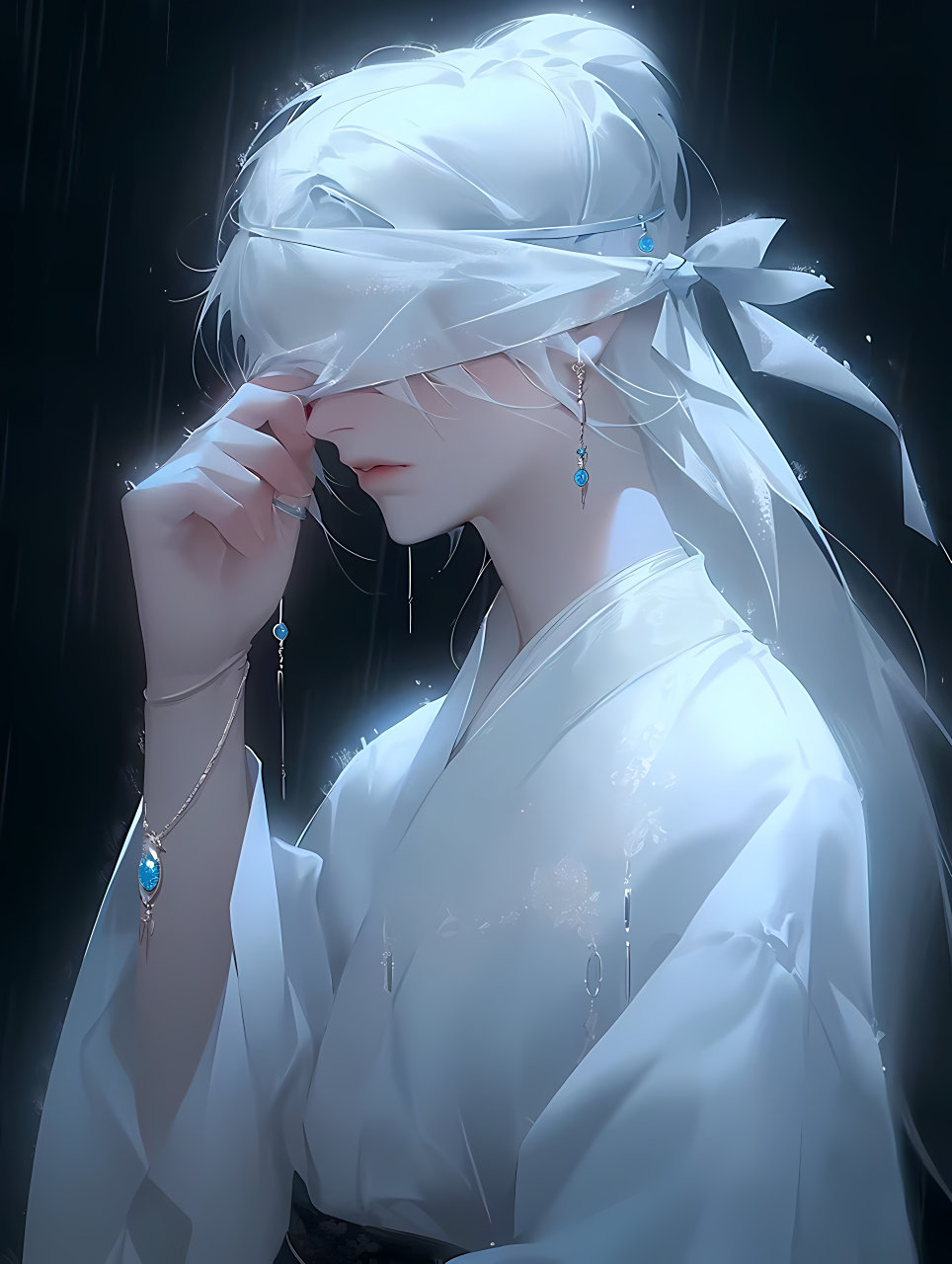 蒙眼白发美人 #二次元# #ai共创计划# #ai绘画