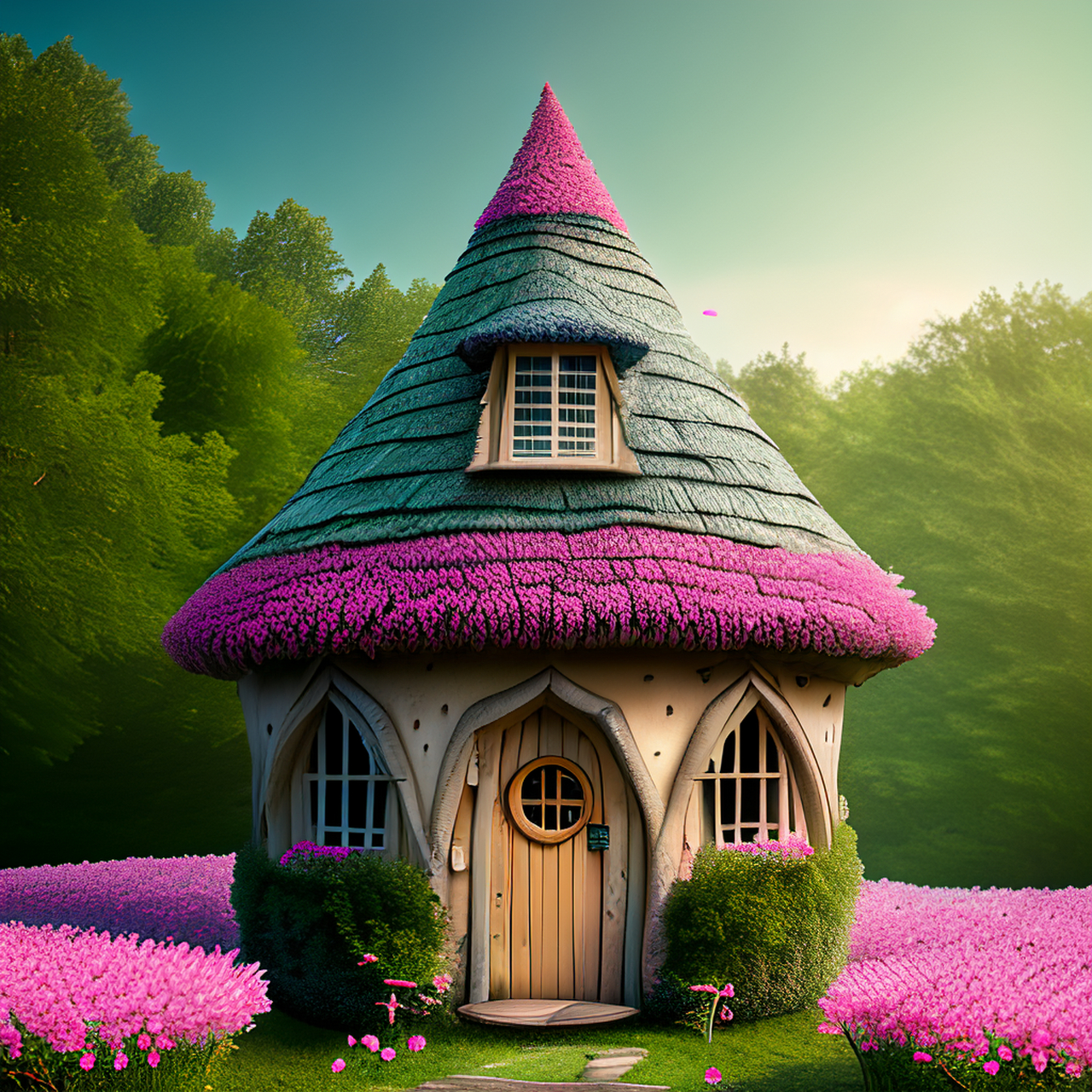 ai艺术季# #荷花# #童话# 荷塘里有座童话小屋,每当荷花盛开的时候