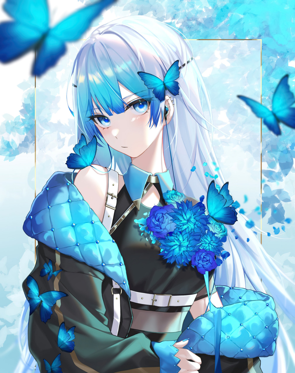 傲娇的蓝白头发的少女#二次元# #二次元美图# #我爱二次元