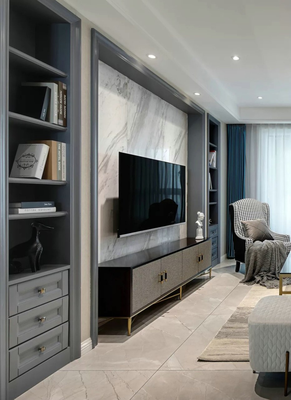 102平轻奢风装三居室,掏出电视背景墙放大量书和儿子的乐高拼图 #装修