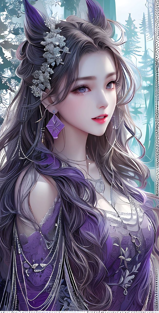 二次元美女壁纸,蓝色系,白色系,紫色系