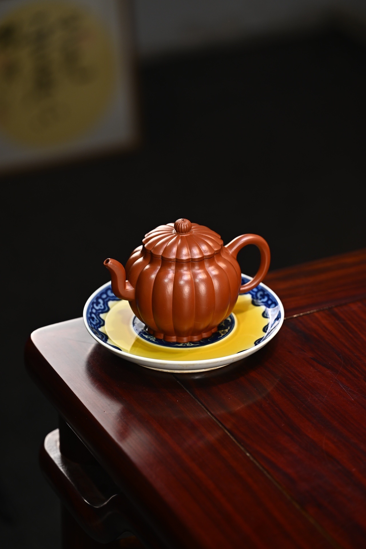 宜兴紫砂壶王军全手工花开盛世原矿大红袍330cc