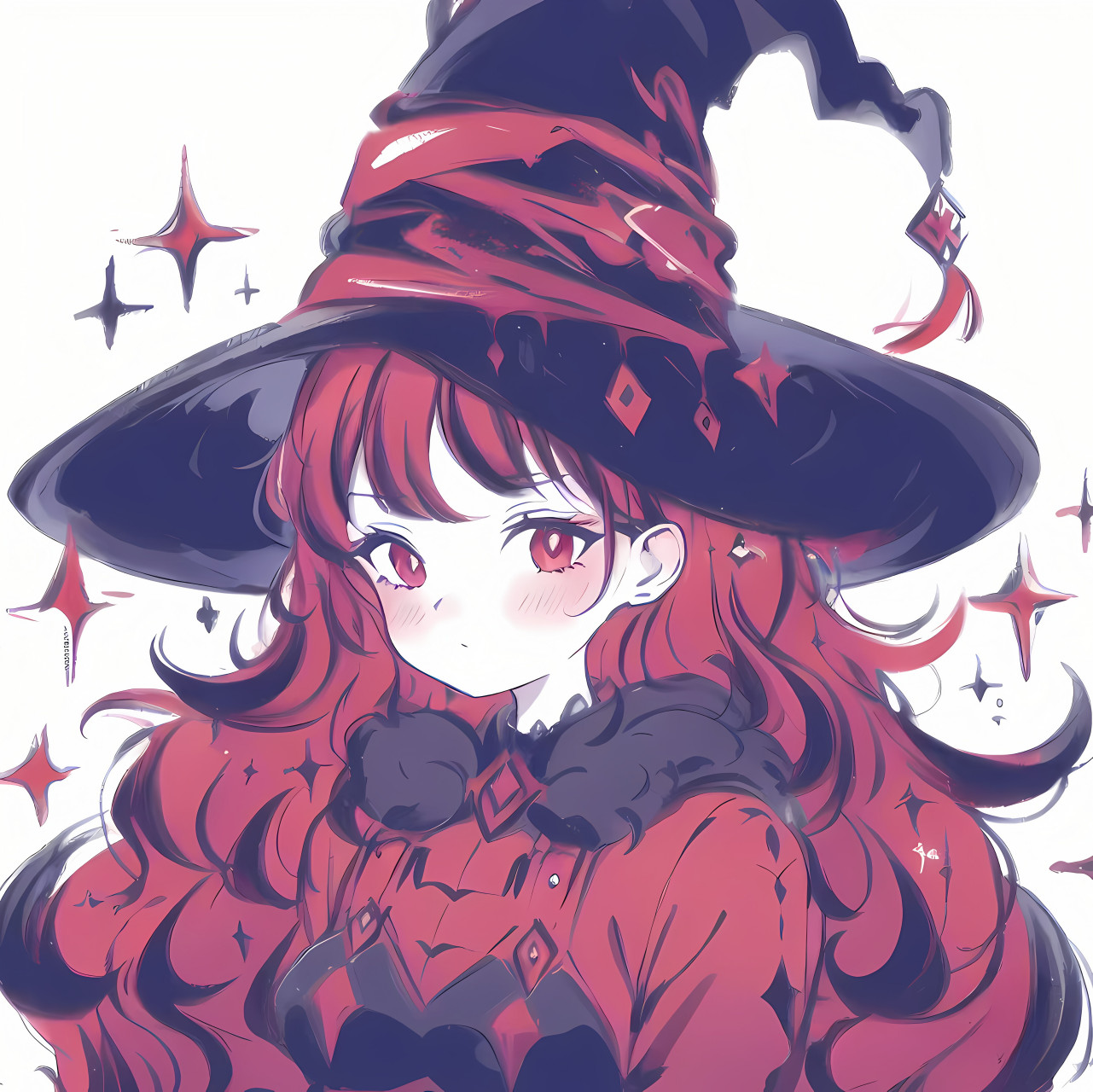 红色系小魔女 #二次元# #ai共创计划# #ai绘画