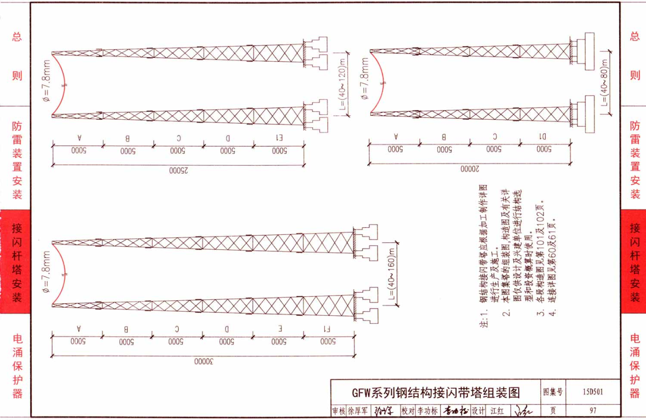 避雷塔图集,gfw系列.20米避雷塔-40米避雷塔