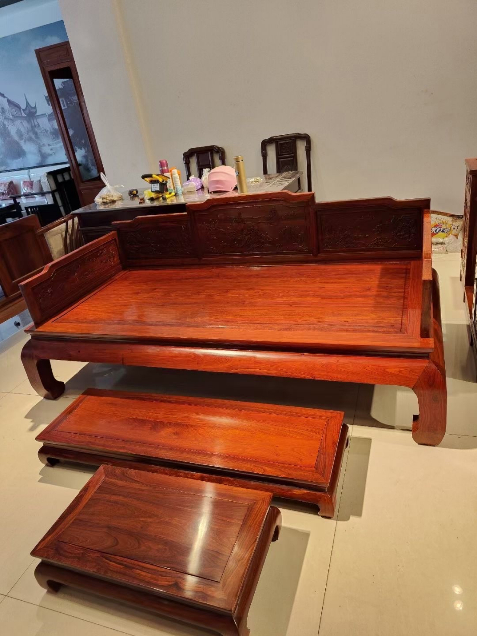 小叶红檀罗汉床成品8000仅限一套