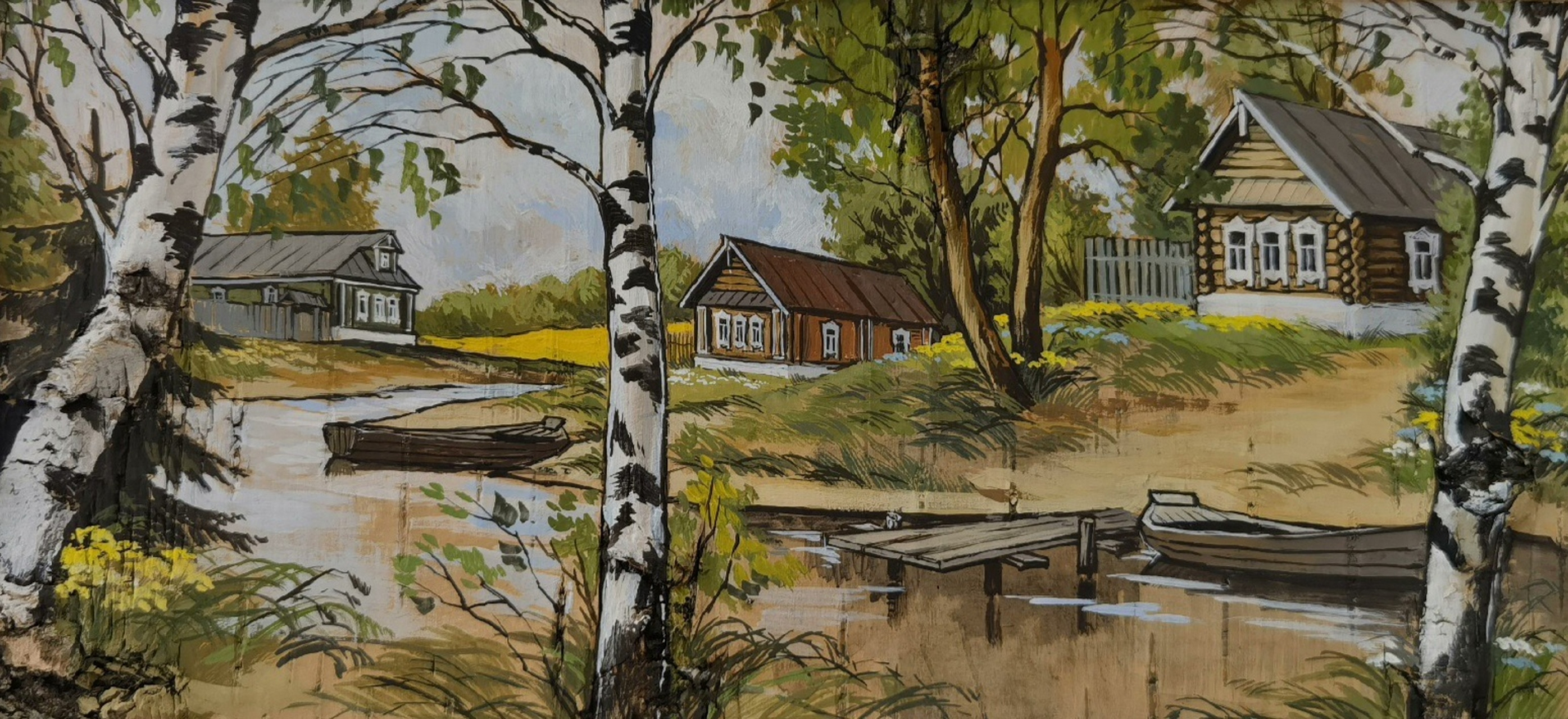 俄罗斯油画大师作品～《白桦树》～最具俄罗斯民族传统特色的艺术品之