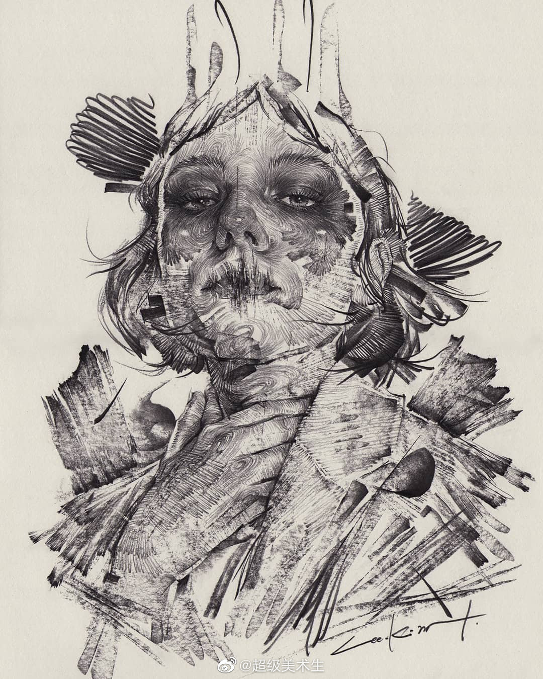 非凡表现力的素描头像,作者真的太强了