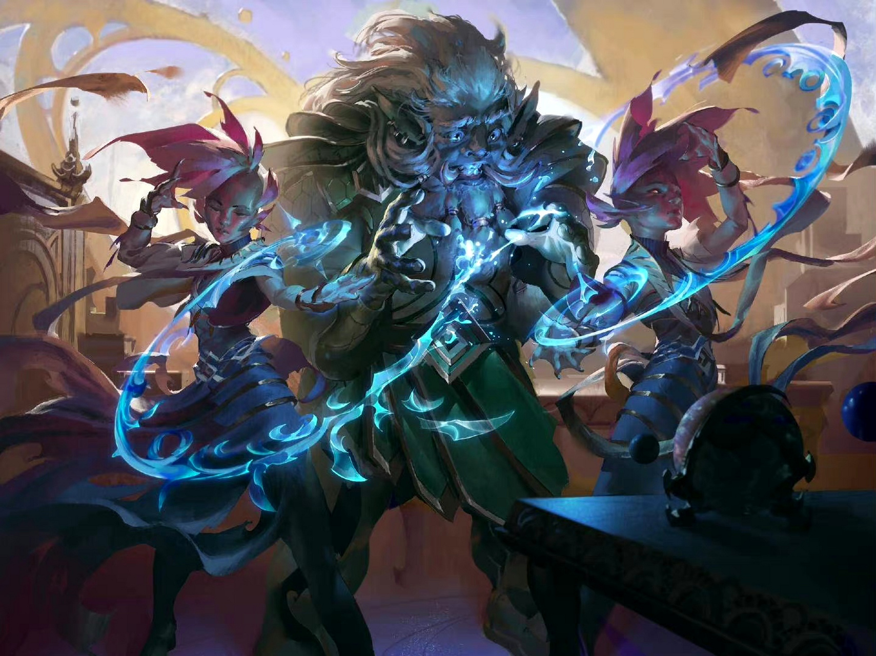 jordana 动漫人物插画欣赏,描绘了魔法世界的各种法师角色,手持法杖