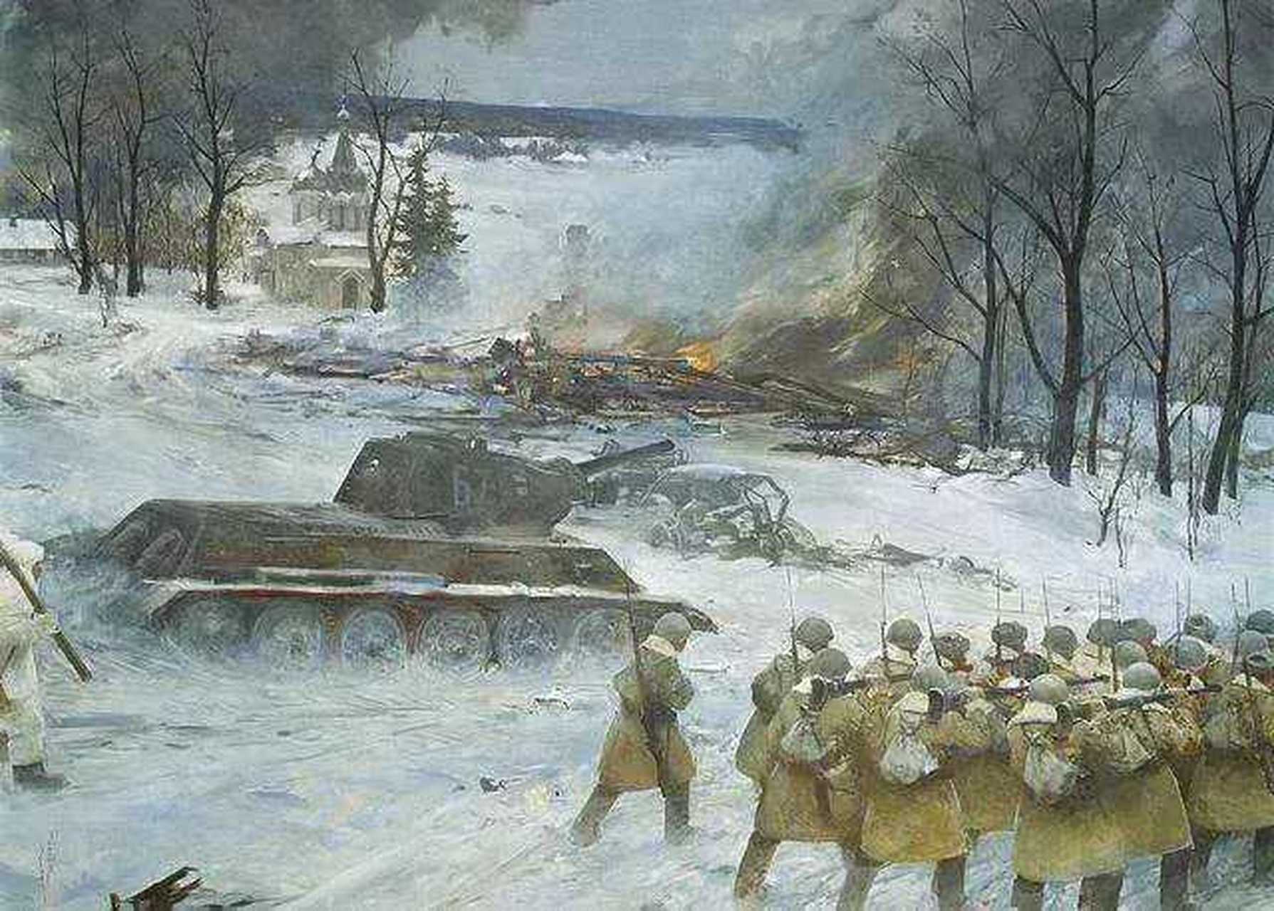 1969年,珍宝岛事件发生后,苏联画家画得油画.从画面表达的意思看,好像