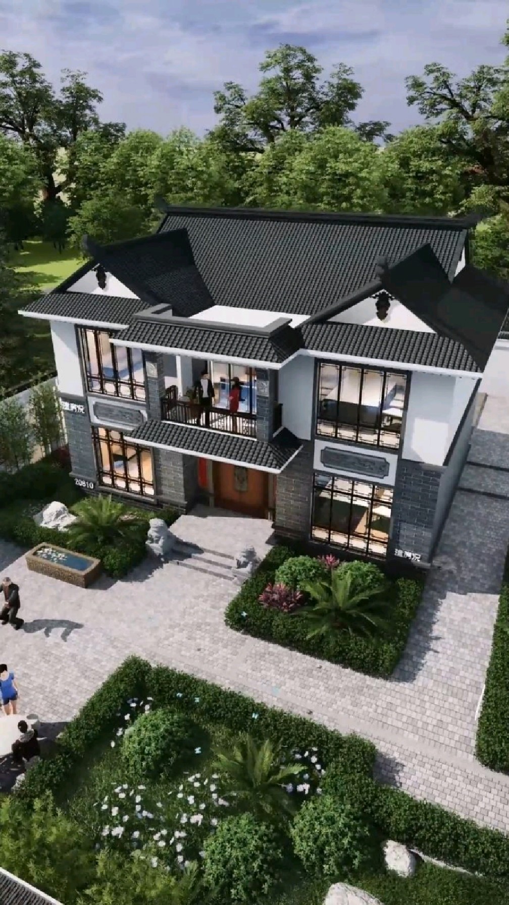 16x10米二层中式小院农村自建房别墅设计-度小视