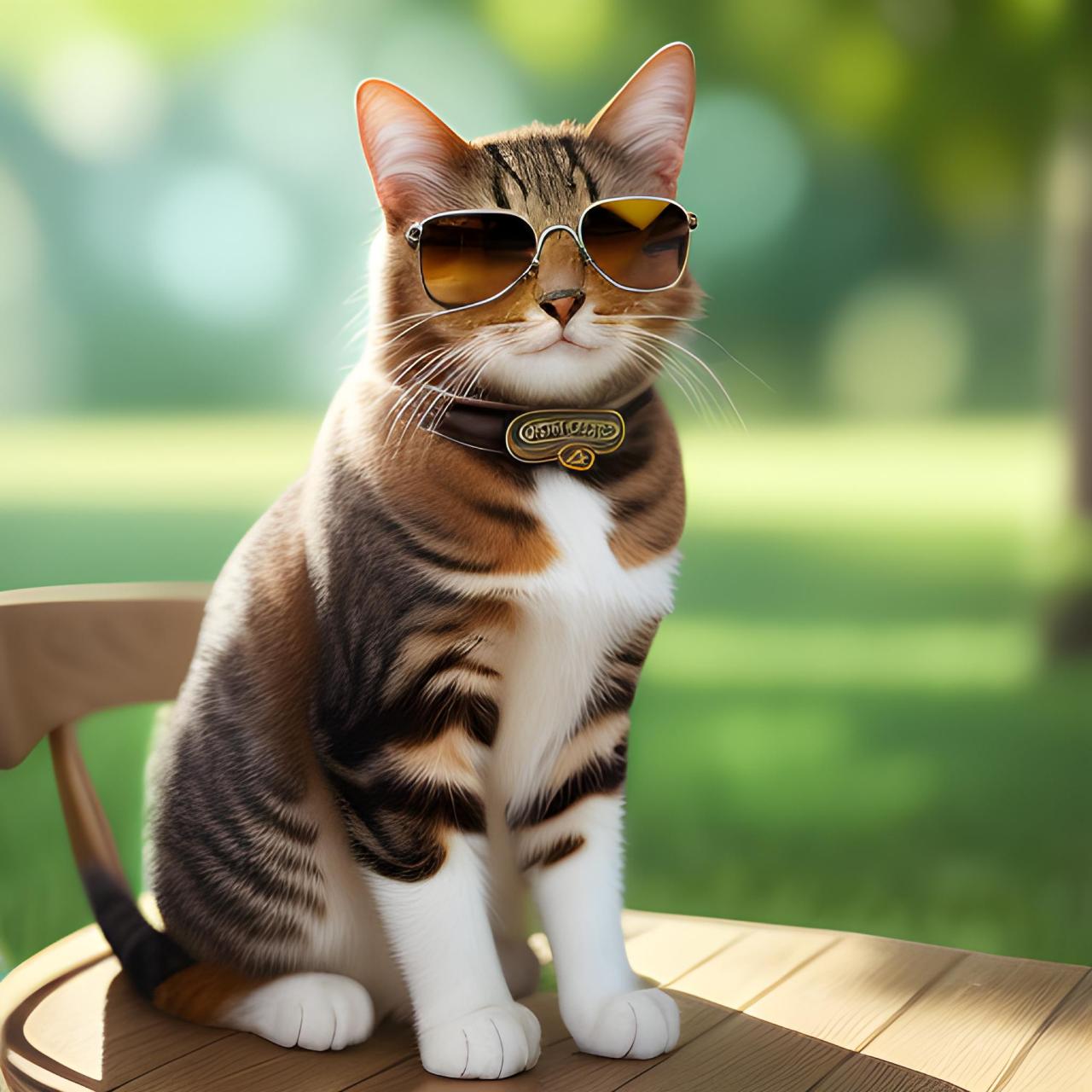 一张带圆墨镜的猫图片图片