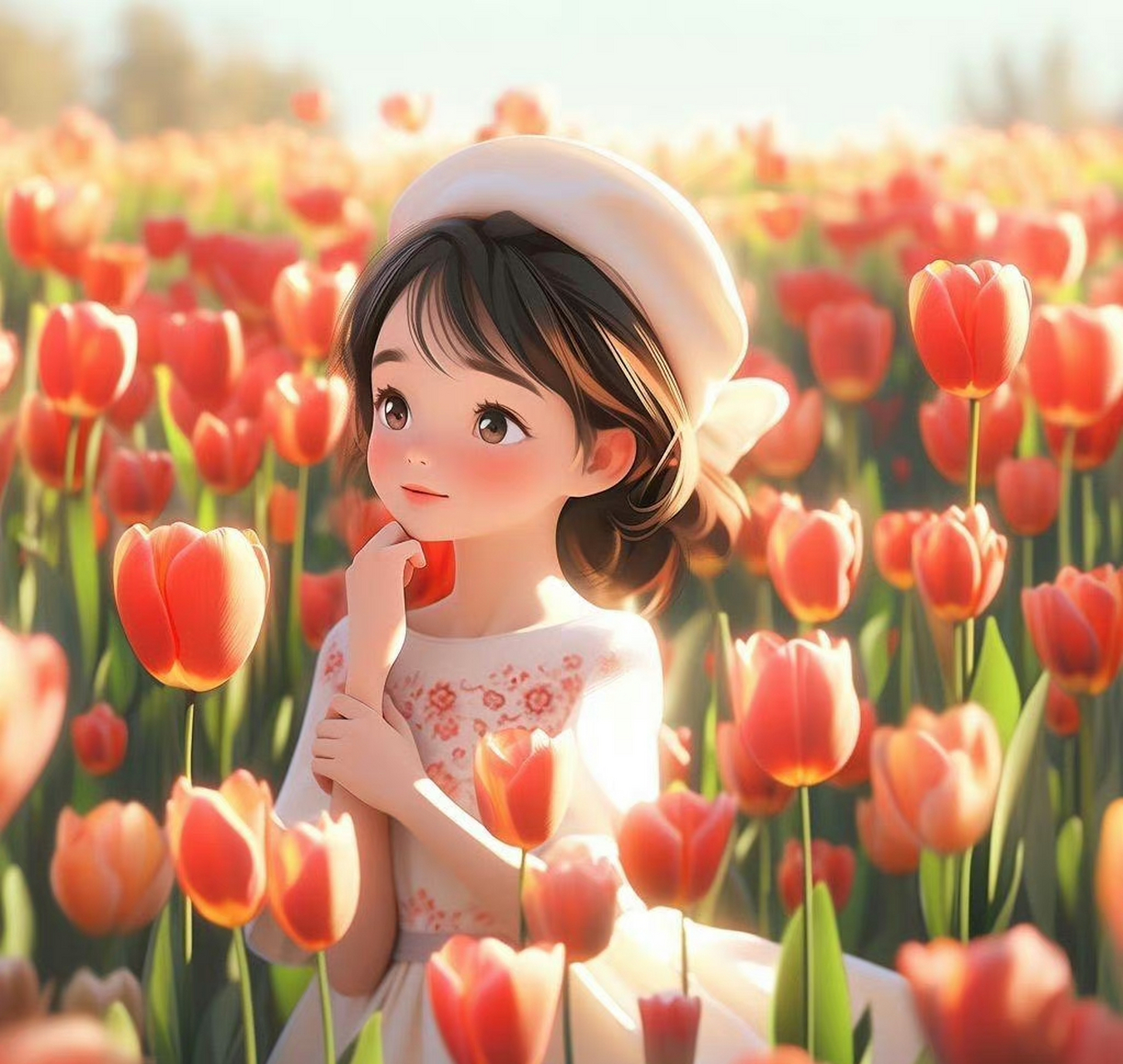 快乐治愈花丛中女孩头像~   1. 我喜欢月亮月亮不知道. 2.