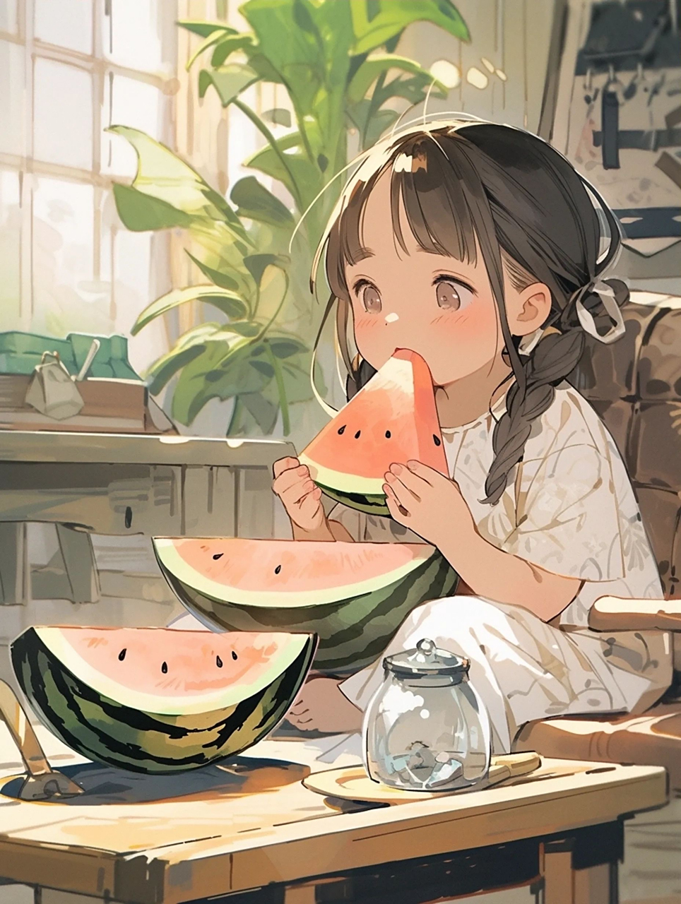 夏日吃西瓜🍉才是王道呀! 可爱的吃瓜头像来啦!#ai共创计划