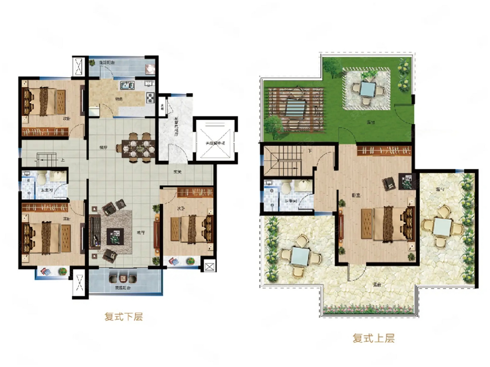 顶层复式豪宅户型图图片