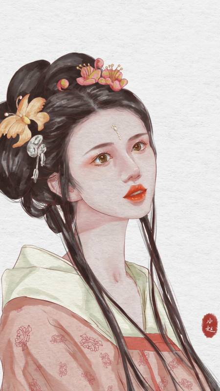 古风水彩唯美人物绘画过程,procreate 绘画女生头像-度小视