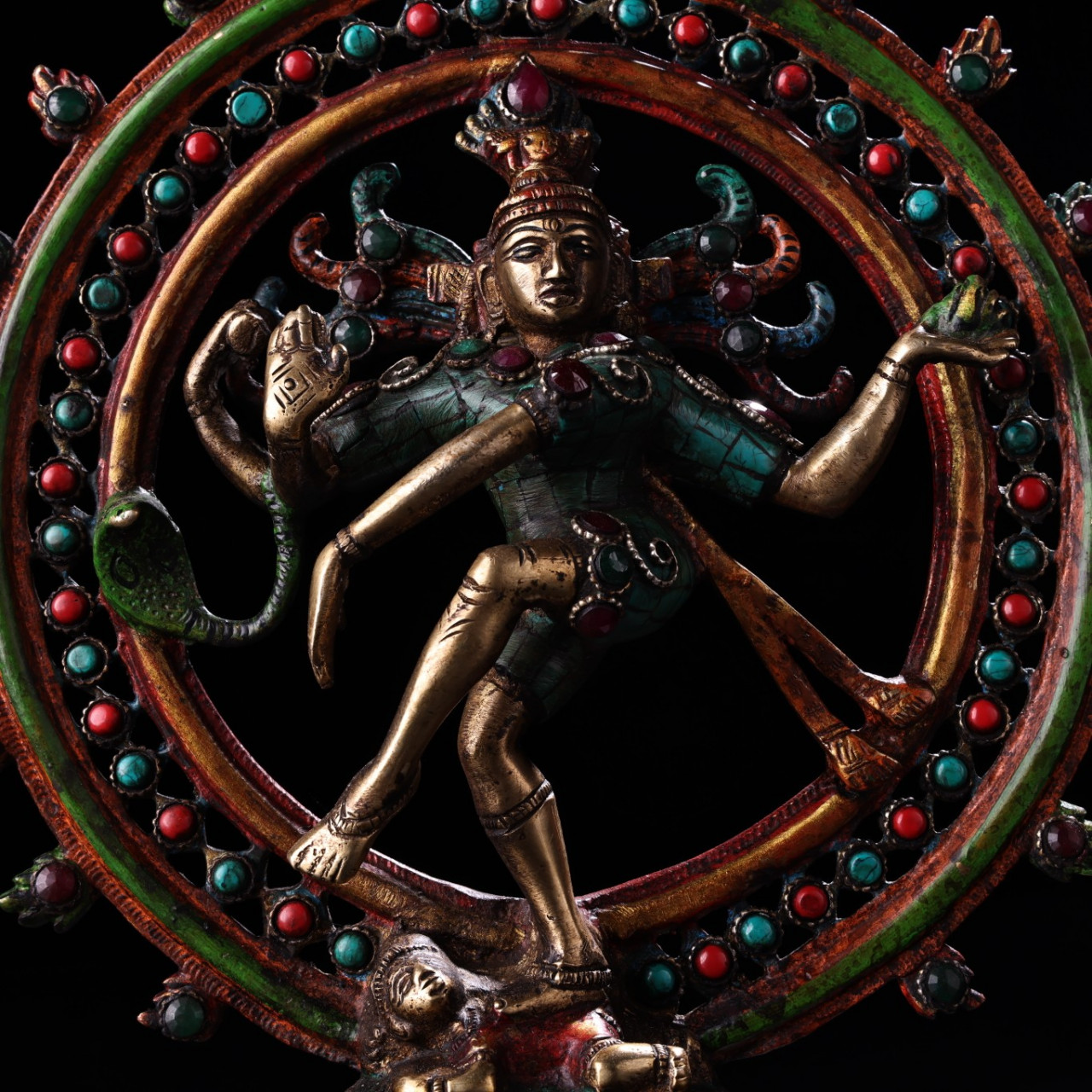 旧藏西藏收纯铜藏传工艺镶嵌宝石彩绘描金藏传自在度母一尊  工艺精湛