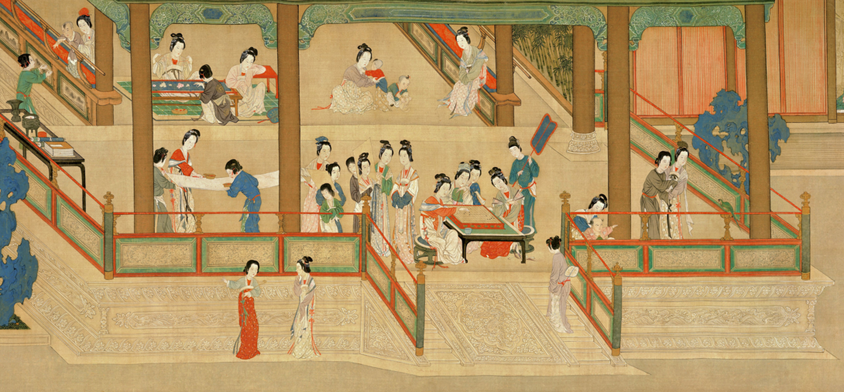 1厘米 台北故宫博物院藏  《汉宫春晓图》描绘精致,设色秾丽,画中女子