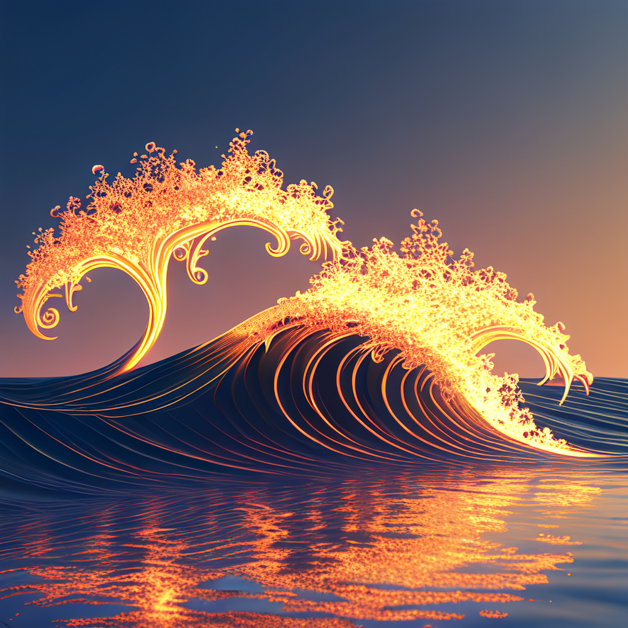 ai绘画作品--抽象画大海