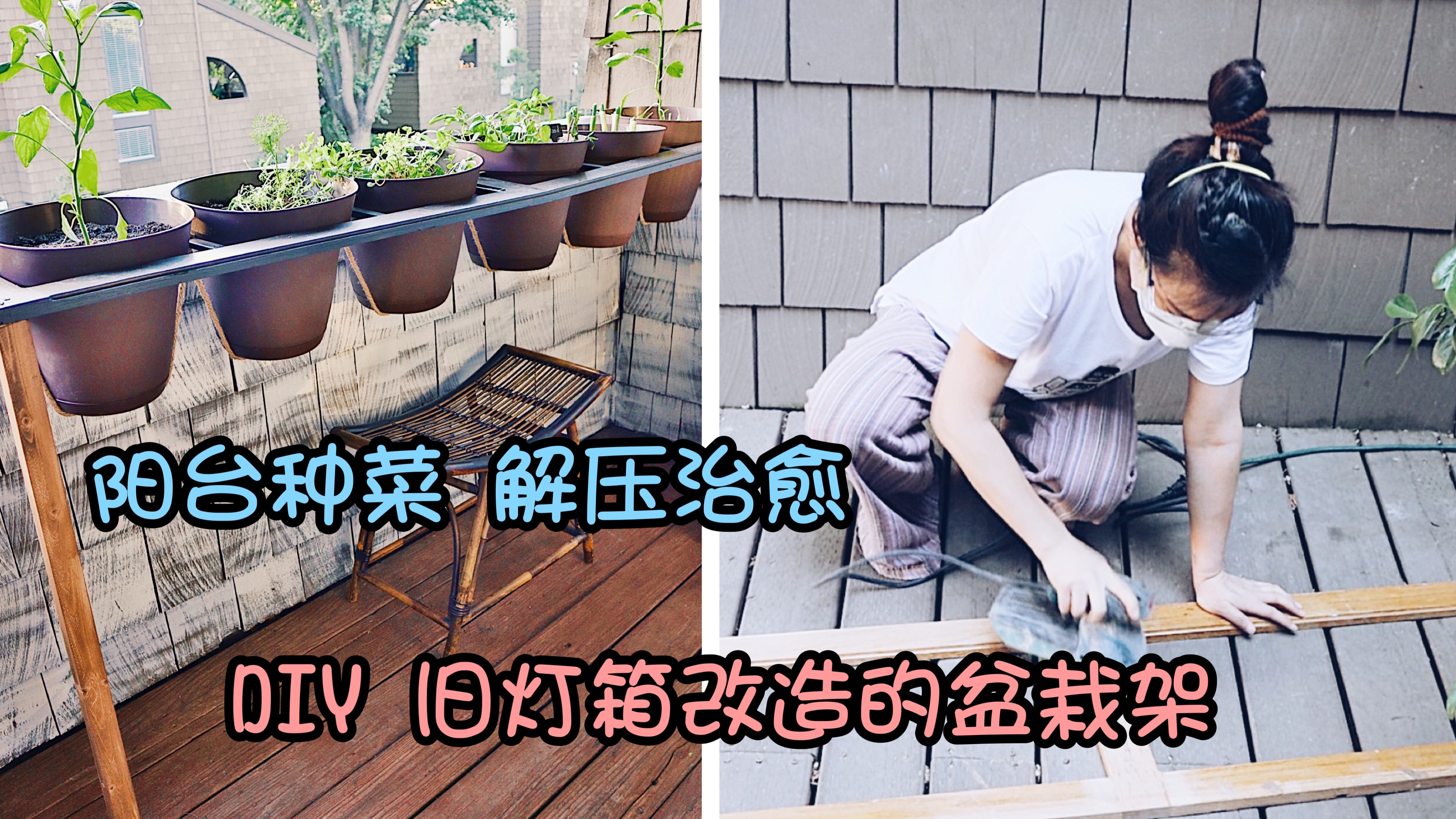 装修老房子拆掉的旧框架,美女妙手回春做成好看的阳台盆栽架