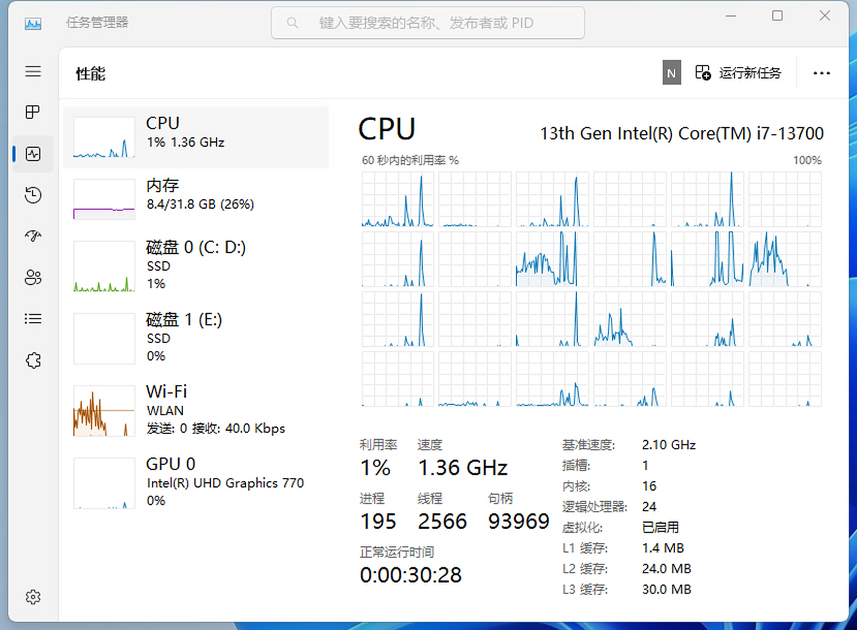 电脑终于鸟枪换大炮了,从i7-7700hq升级到i7-13700.