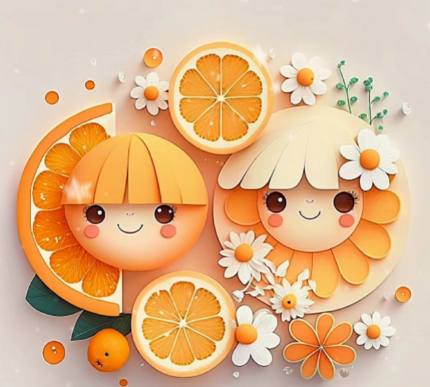 可爱橙子水果姐妹来啦