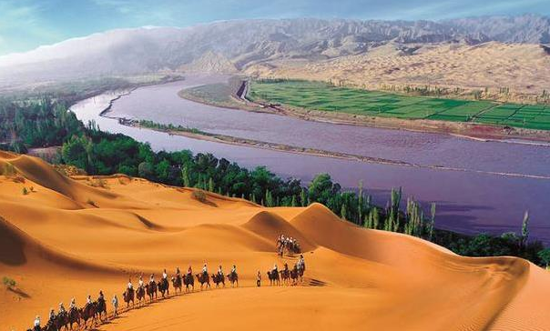 宁夏沙坡头,唐代诗人王维诗句中描写的美景,大漠孤烟长河落日