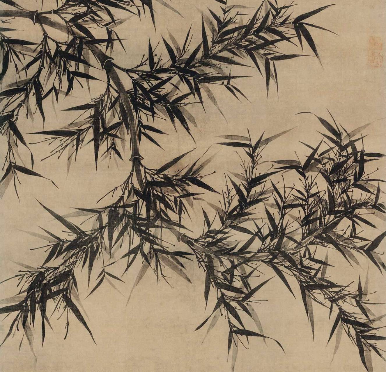 《墨竹图》立轴,绢本水墨,纵131.6厘米,横105.4厘米,北宋文同作,台北"