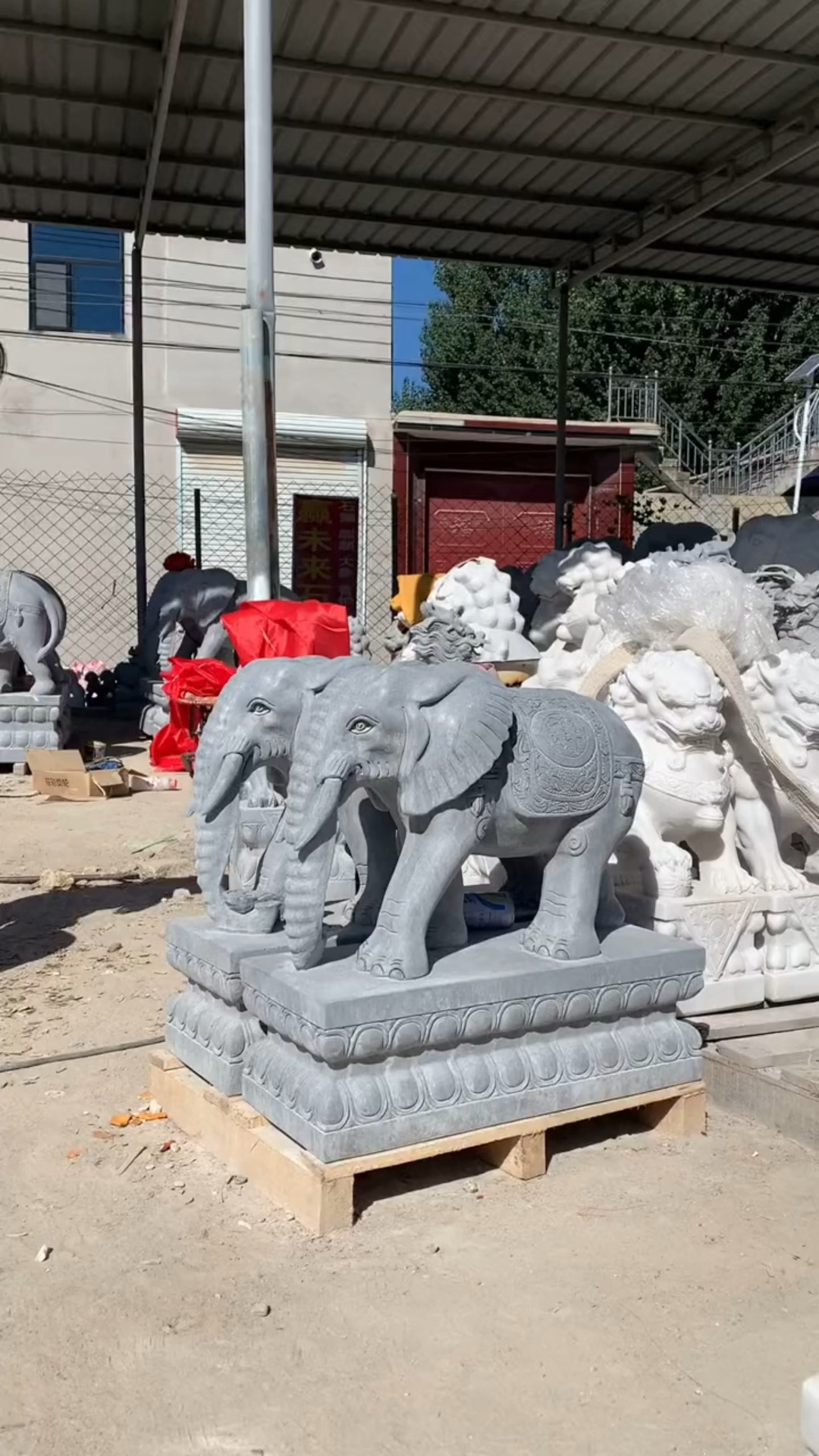 石雕大象,门口摆件石雕大象-度小视