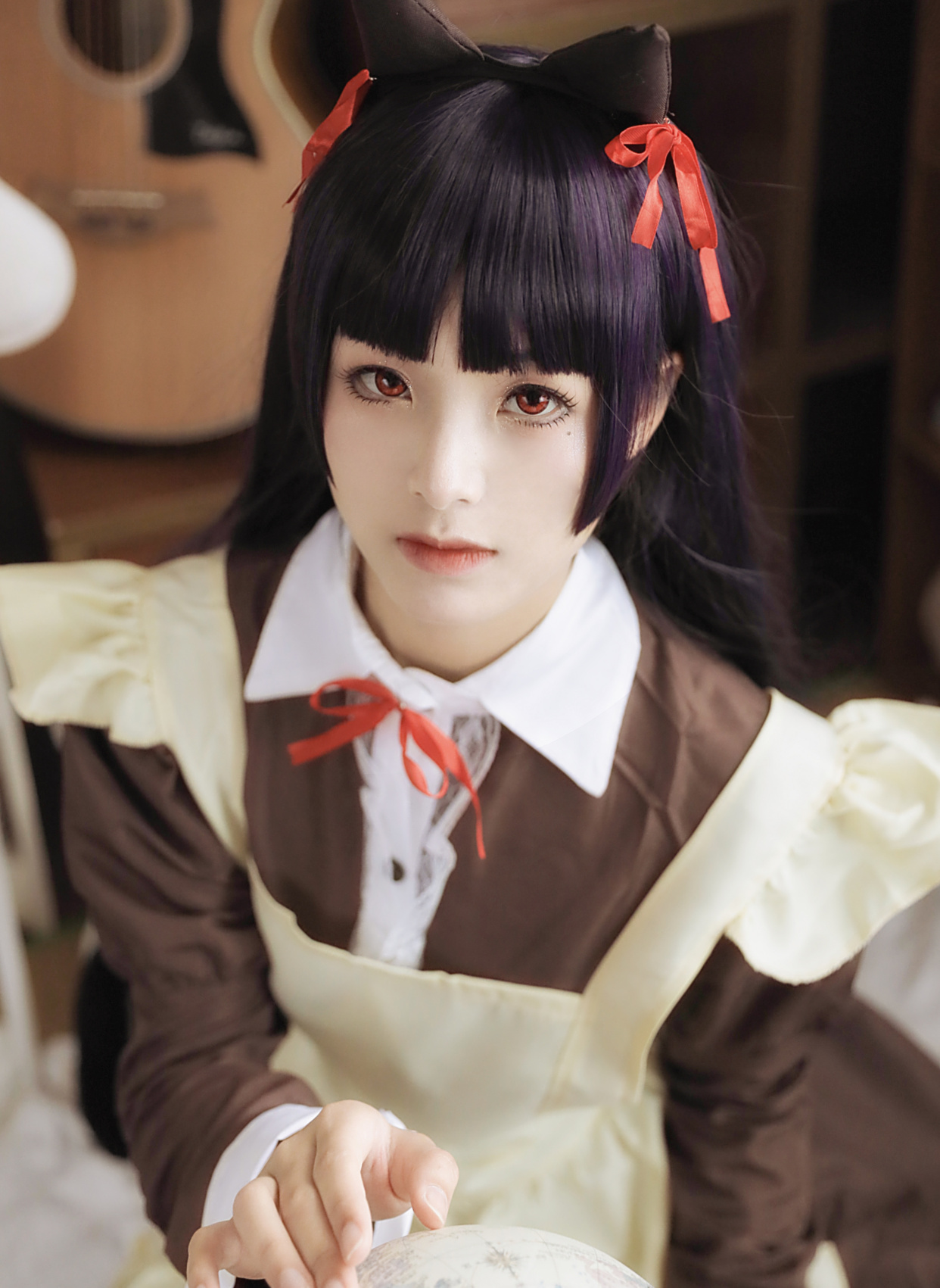 五更琉璃女仆cos,这只"黑猫"也就"亿"点点可爱啦