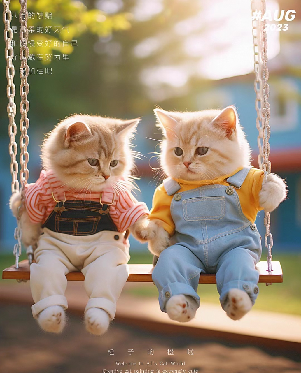 相亲相爱的两只小猫咪#ai表白教师节