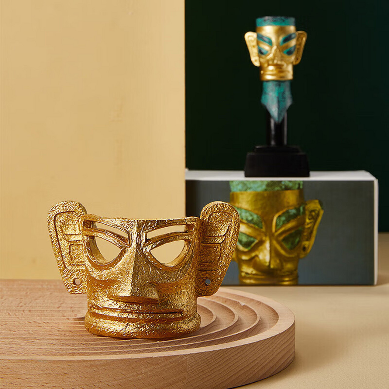 【璀璨黄金面具,再现三星堆文明辉煌】  三星堆黄金面具文创,将古老文