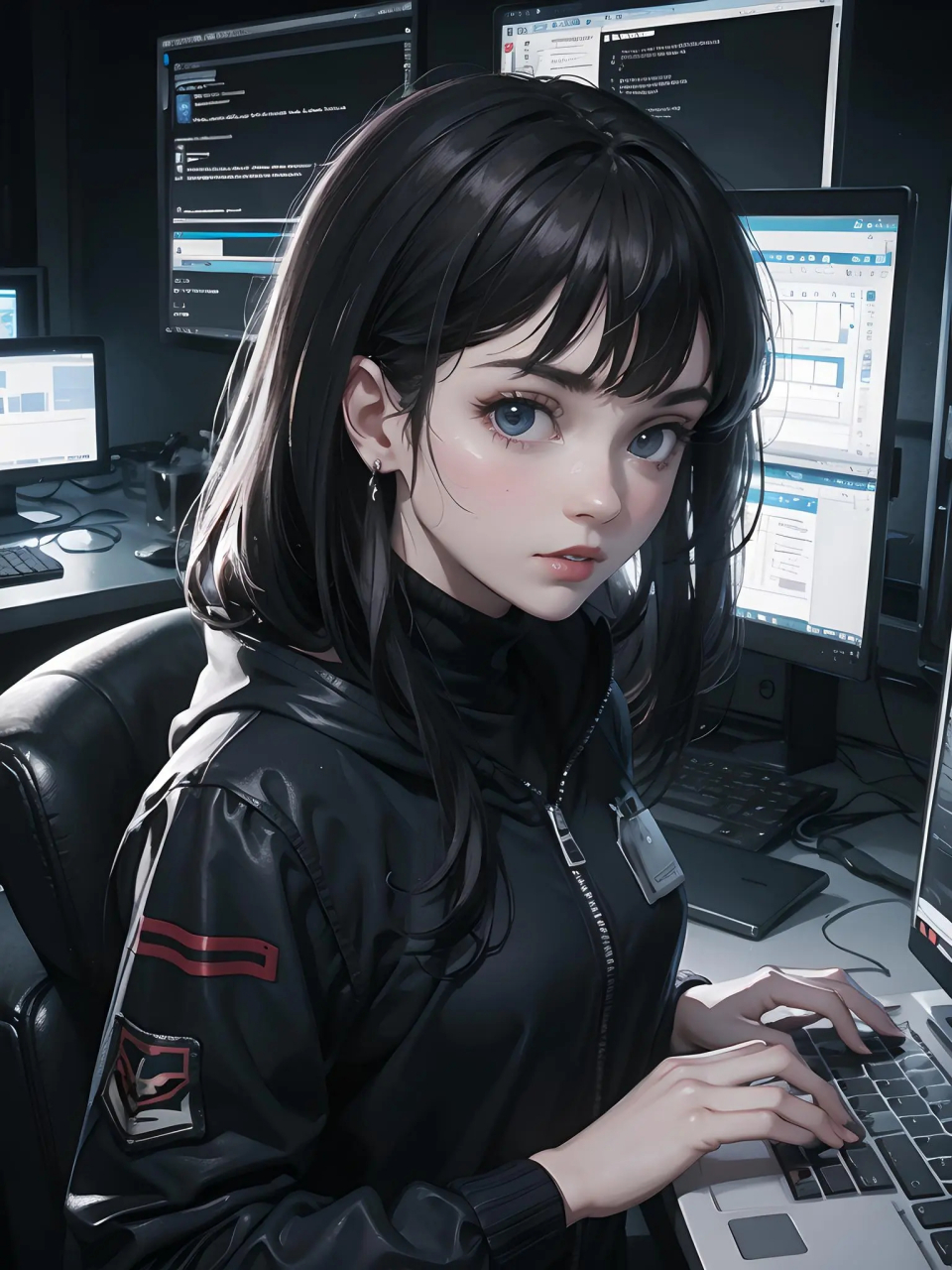 黑客美少女 ai画师:赵泽君次元#二次元美图# #我爱二次元# #二次元萌