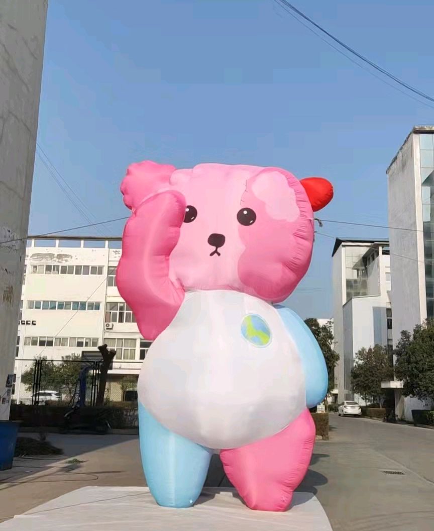 充气粉色熊气模丨气模厂家定制大型美陈气模丨商场售楼部美陈定制
