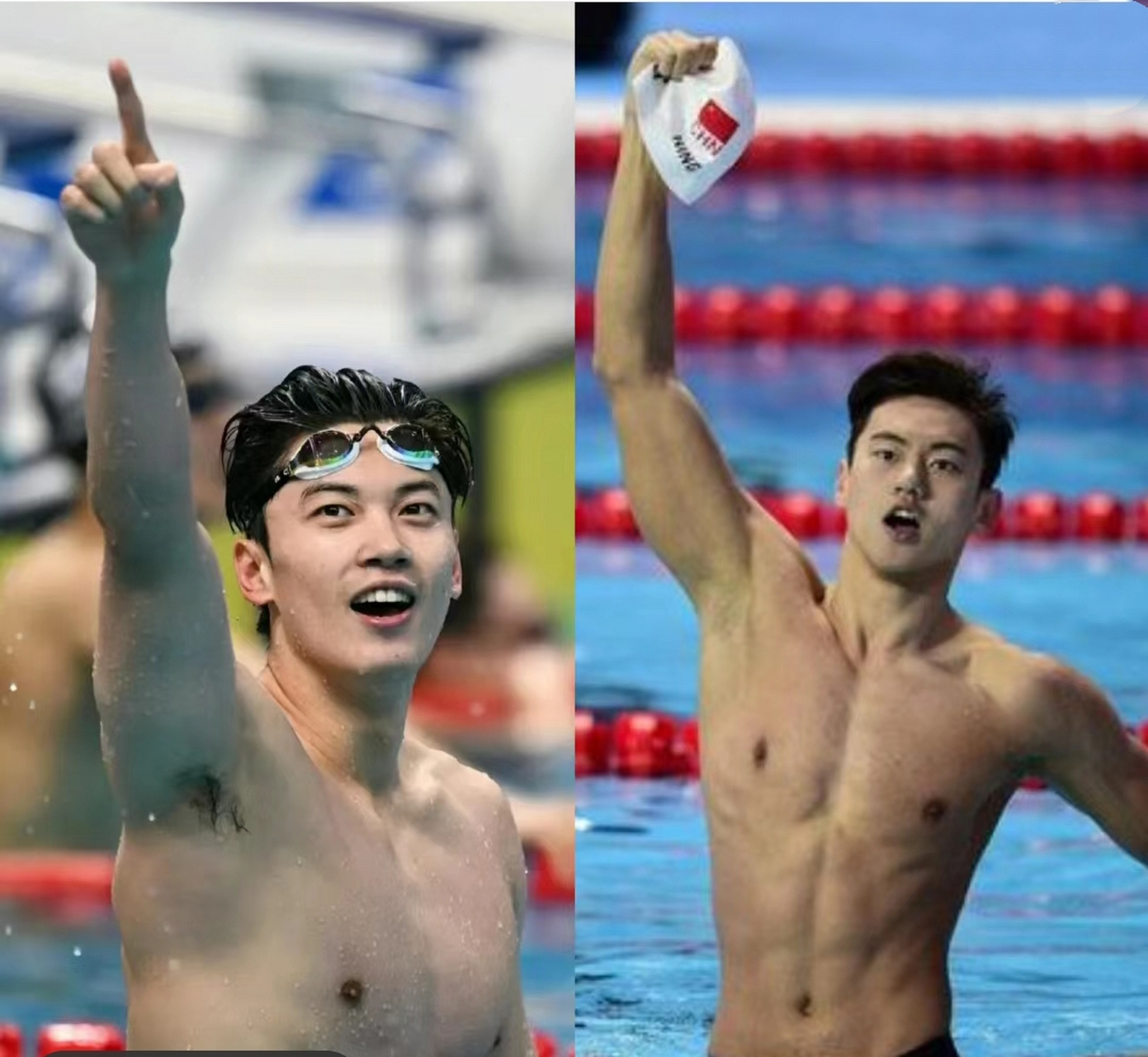 游泳100自冠军宁泽涛和200混冠军汪顺,他俩身高刚好都是1.92米