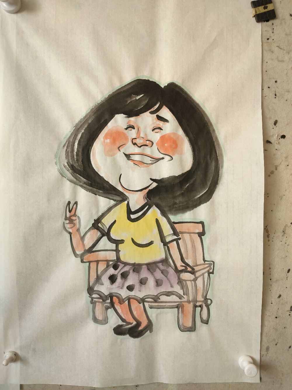 名人水墨肖像漫画,郑路作品