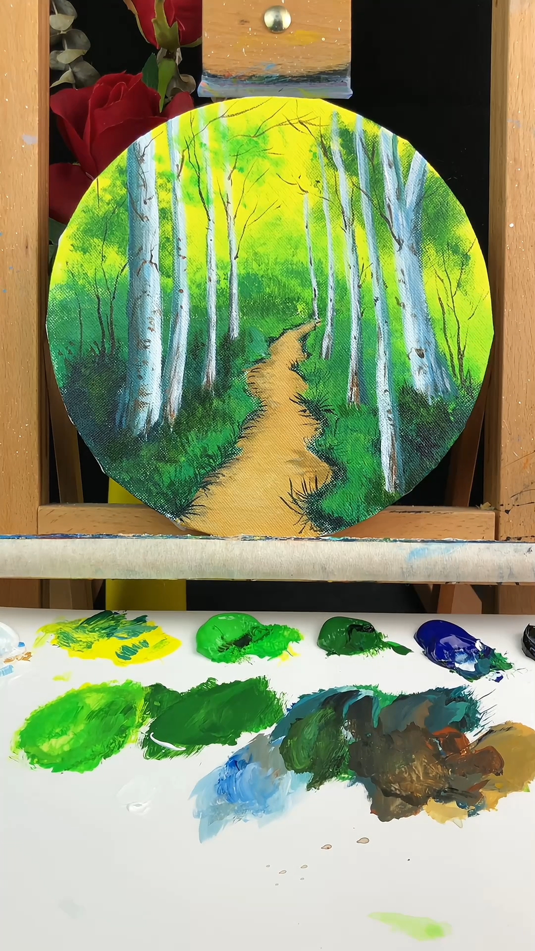 分分钟学会～春天的白桦林(丙烯画教程)-度小视