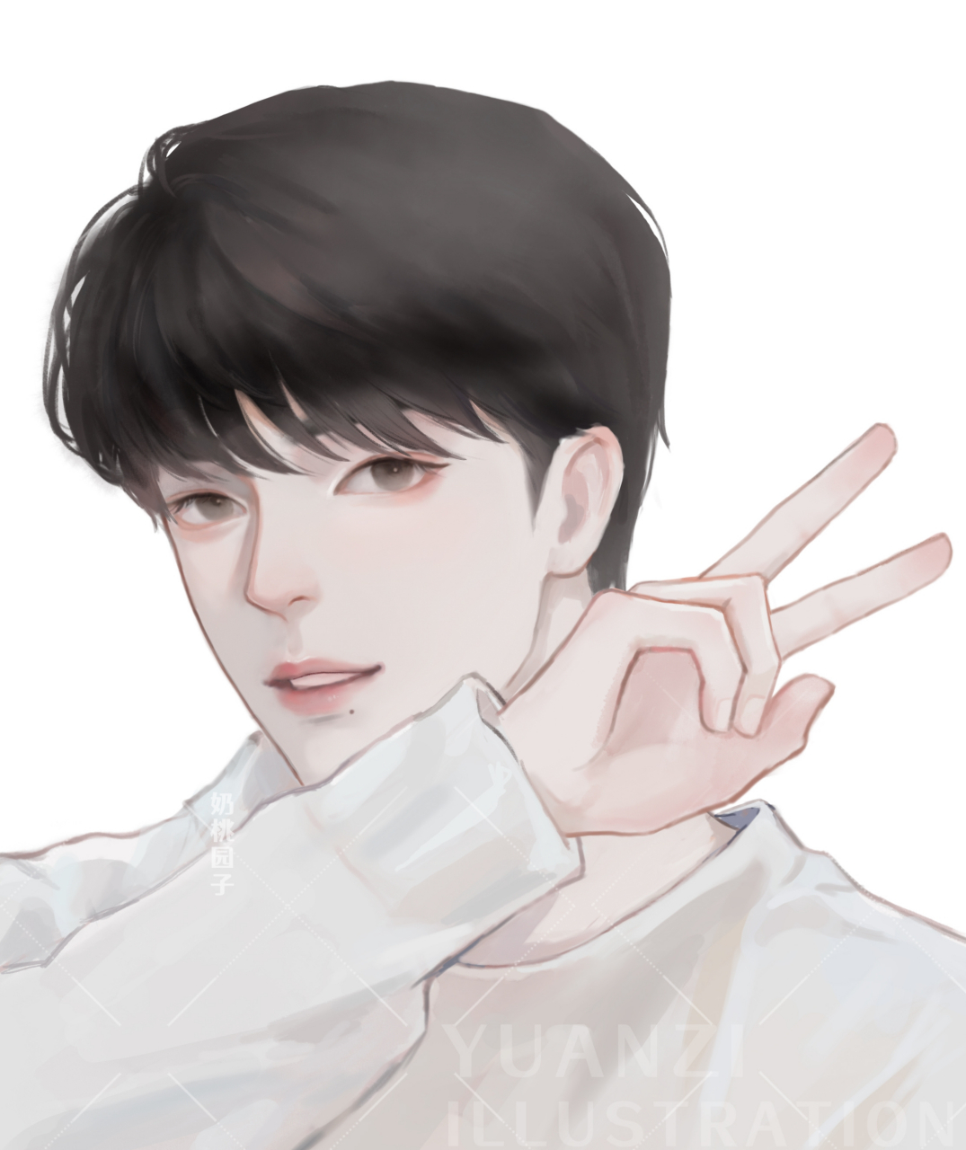 画的就是肖战#  来给生活比个耶7099