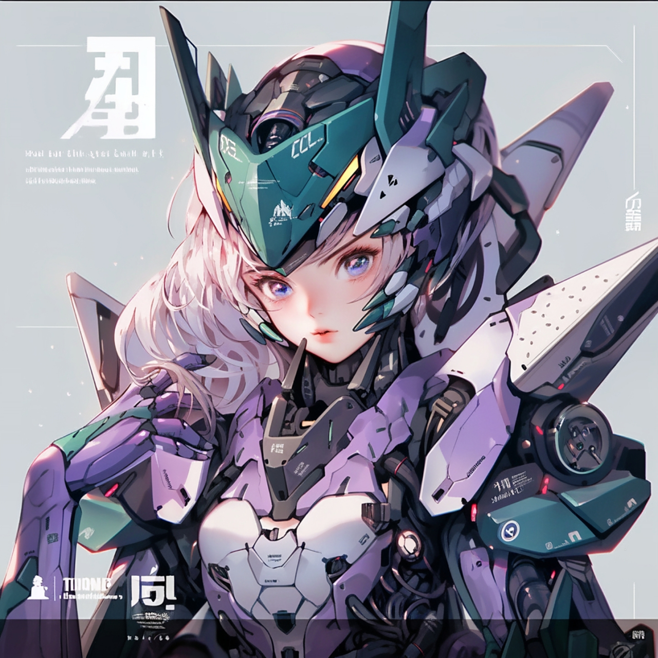 ai创作:一组色彩明快的机甲少女插画,by midjourney.