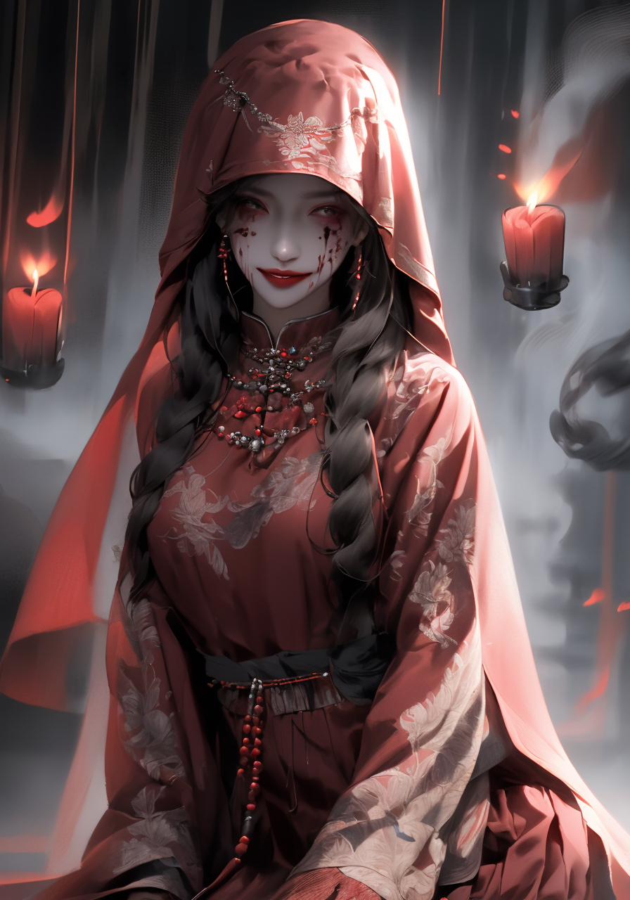 鬼新娘#ai绘画# #恐怖# #美女#