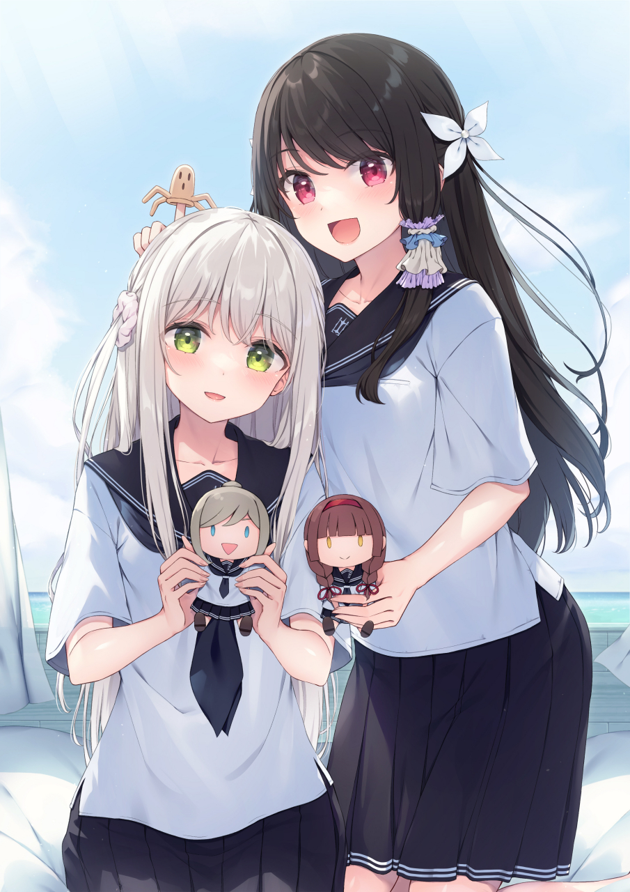 jk双姐妹,手上的玩偶也是姐妹款哟[你懂的]#二次元#  画师:つちくれ