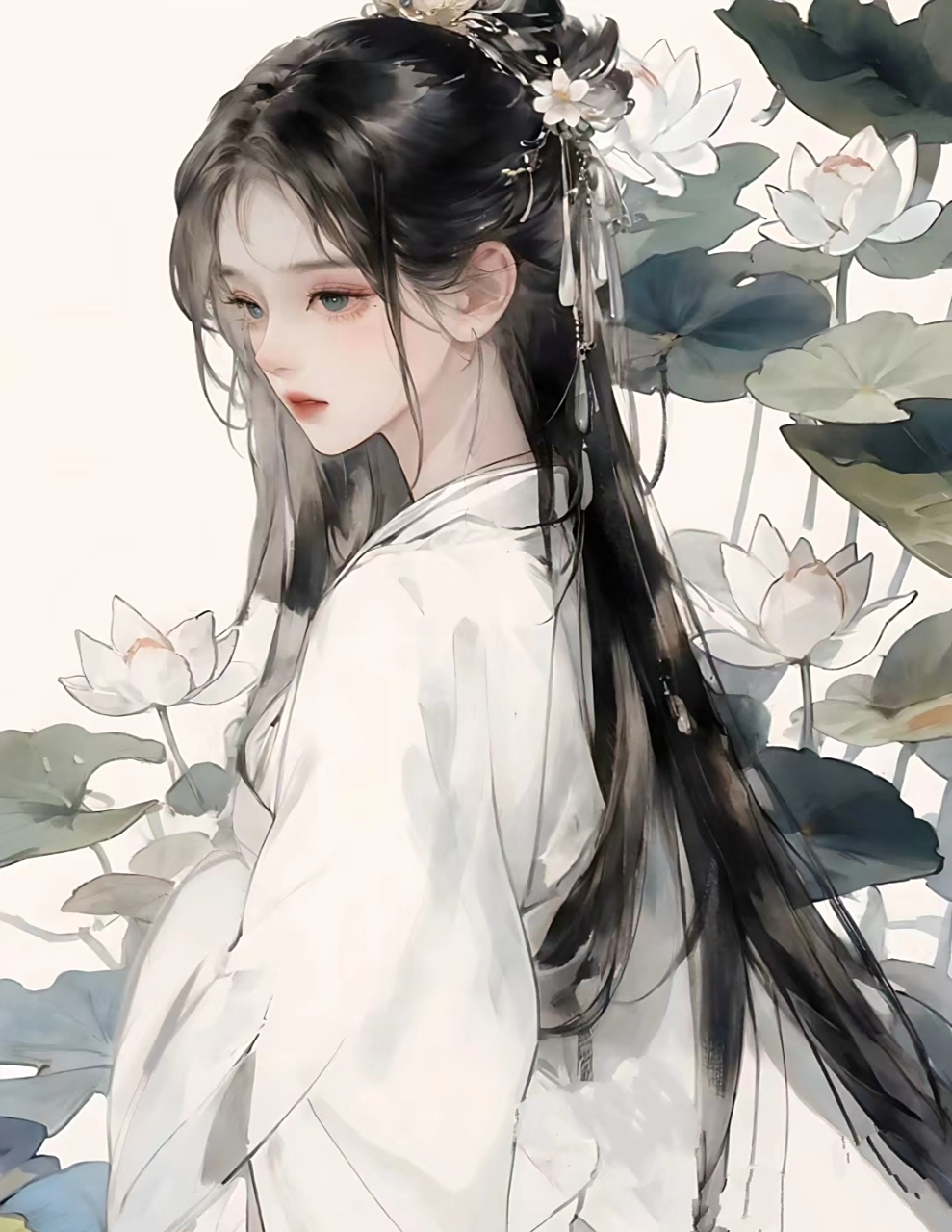 古风清冷美人,濯清涟而不妖