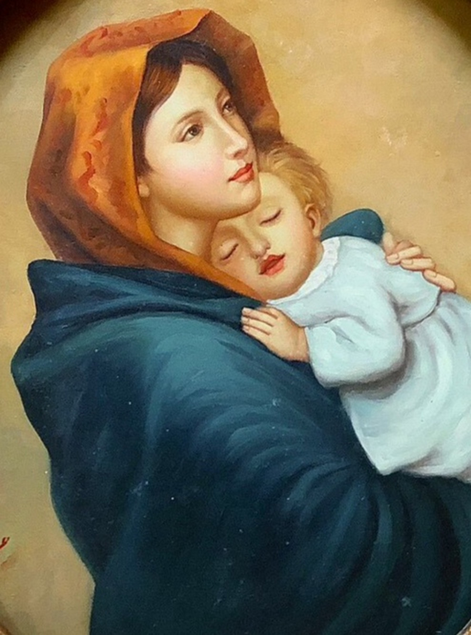 欧洲古典人物油画大师作品欣赏《宝宝睡着了》.